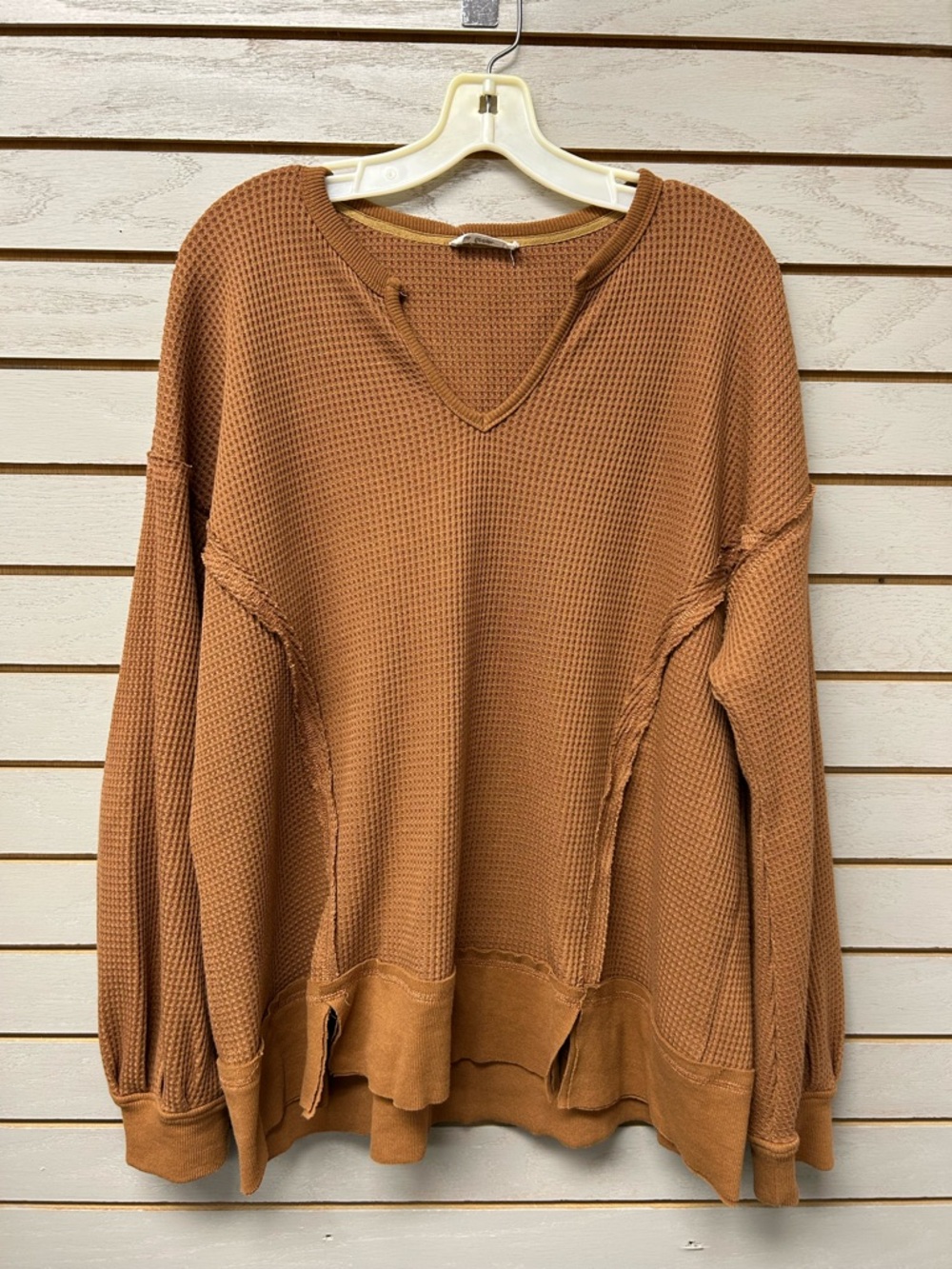 In Bloom Waffle Knit Pullover Sweater - Brown